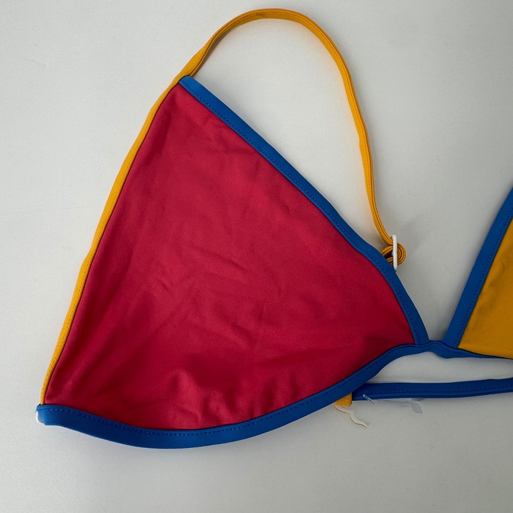 Stone Fox Swim Nomi Top Honeycomb Sunset Pink Color Block Bikini XL NEW - Picture 3 of 9
